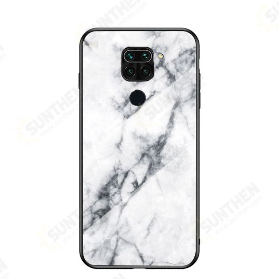 For Xiaomi Redmi Note 9 / Redmi 10X 4G Case Marble Pattern Colorful Tempered Glass Shockproof Scratch Resistant Protective Case Non-original