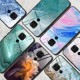 For Xiaomi Redmi Note 9 / Redmi 10X 4G Case Marble Pattern Colorful Tempered Glass Shockproof Scratch Resistant Protective Case Non-original