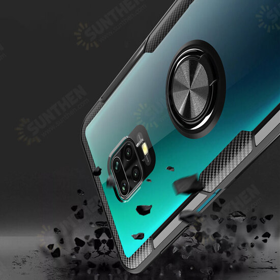 Case Carbon Fiber Pattern 360° Rotation Adjustable Magnetic Ring Holder Shockproof Transparent Protective Case