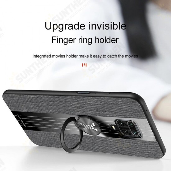 For Xiaomi Redmi Note 9S / Redmi Note 9 Pro / Redmi Note 9 Pro Max Case with Magnetic Ring Bracket Stand Shockproof Breathable Cloth Fabric Protective Case Non-original