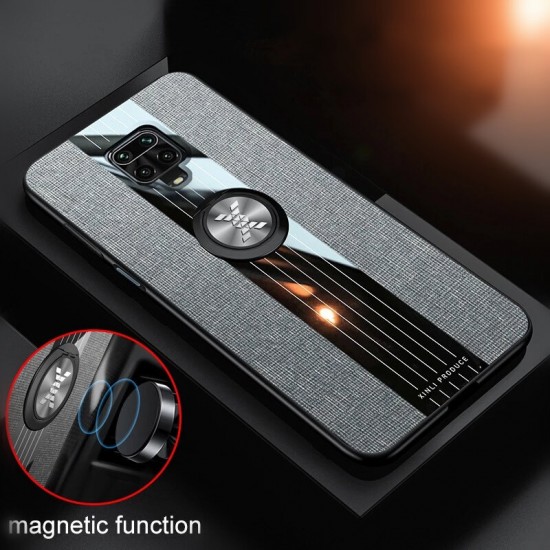 For Xiaomi Redmi Note 9S / Redmi Note 9 Pro / Redmi Note 9 Pro Max Case with Magnetic Ring Bracket Stand Shockproof Breathable Cloth Fabric Protective Case Non-original