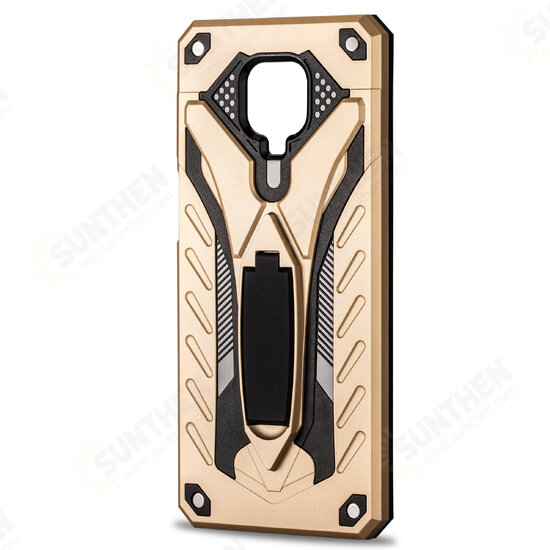 For Xiaomi Redmi Note 9S / Redmi Note 9 Pro Case Shockproof Anti-Fingerprint with Ring Bracket Stand PC + TPU Protective Case Non-original