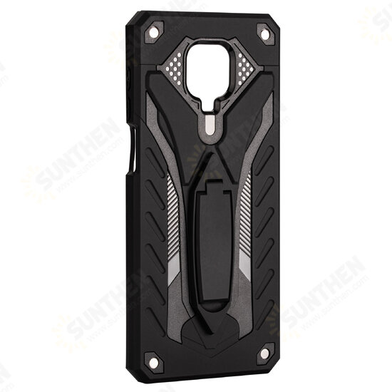 For Xiaomi Redmi Note 9S / Redmi Note 9 Pro Case Shockproof Anti-Fingerprint with Ring Bracket Stand PC + TPU Protective Case Non-original