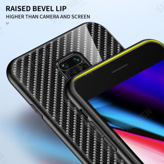 For Xiaomi Redmi Note 9S / Redmi Note 9 Pro Case Carbon Fiber Pattern Gradient Color Tempered Glass Shockproof Scratch Resistant Protective Case Non-original