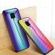 For Xiaomi Redmi Note 9S / Redmi Note 9 Pro Case Carbon Fiber Pattern Gradient Color Tempered Glass Shockproof Scratch Resistant Protective Case Non-original