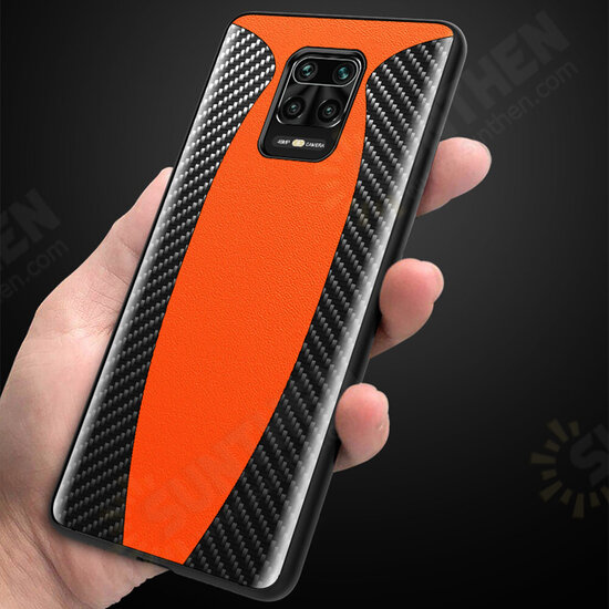 For Xiaomi Redmi Note 9S / Redmi Note 9 Pro Case Sports Car Pattern Design Carbon Fiber Leather Protective Case Non-original