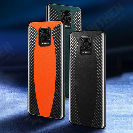 For Xiaomi Redmi Note 9S / Redmi Note 9 Pro Case Sports Car Pattern Design Carbon Fiber Leather Protective Case Non-original