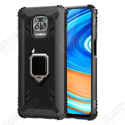 Case Carbon Fiber Pattern Shockproof Anti-fingerprint with 360° Rotation Magnetic Ring Bracket PC Protective Case