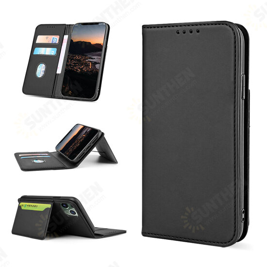 For iPhone 11 Case Business Flip Magnetic with Multi-Card Slots Wallet Shockproof PU Leather Protective Case