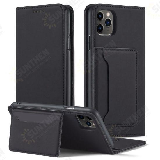 For iPhone 11 Pro Case Business Flip Magnetic with Multi-Card Slots Wallet Shockproof PU Leather Protective Case