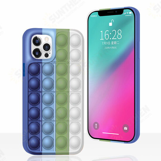 For iPhone 12 / Pro / Pro Max Case Fidget Relieve Stress Silicone Phone Shell Protective Cover Push It Bubble Antistress Toys Adult Children Sensory Toy