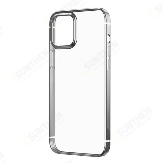 For iPhone 12 / For iPhone 12 Pro 6.1 inch Case Plating Ultra-thin Transparent Non-Yellow Shockproof Soft TPU Protective Case