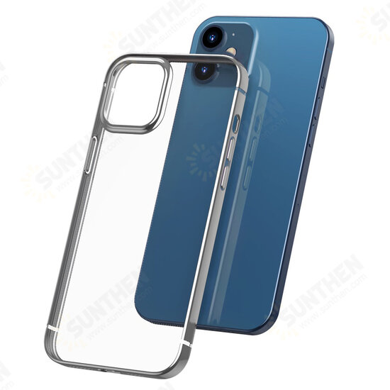 For iPhone 12 / For iPhone 12 Pro 6.1 inch Case Plating Ultra-thin Transparent Non-Yellow Shockproof Soft TPU Protective Case