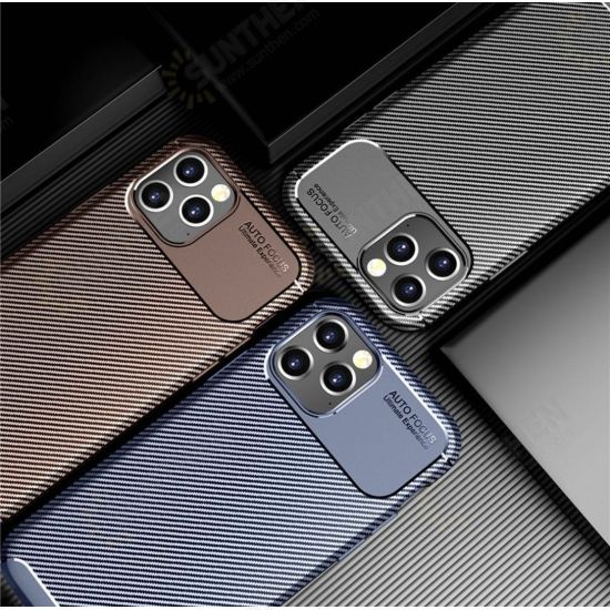 For iPhone 12/ 12 Pro 6.1inch Case Luxury Carbon Fiber Pattern with Lens Protector Shockproof Silicone Protective Case For iPhone 12/ 12 Pro 6.1inch Case Luxury Carbon Fiber Pattern with Lens Protector Shockproof Silicone Protective Case
