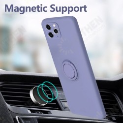 For iPhone 12 6.1 inch Case with Lens Protector Ring Holder Dirtproof Anti-Fingerprint Shockproof Liquid Silicone Protective Case