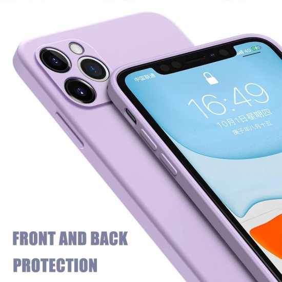 For iPhone 12 6.1 inch Case with Lens Protector Ring Holder Dirtproof Anti-Fingerprint Shockproof Liquid Silicone Protective Case
