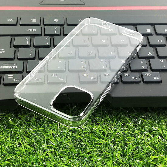 For iPhone 12 6.1inch Case Crystal Transparent Shockproof Non-Yellow Hard PC Protective Case Back Cover