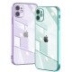 For iPhone 12 Mini Case Plating Ultra-Thin with Lens Protector Transparent Non-Yellow Shockproof Soft TPU Protective Case