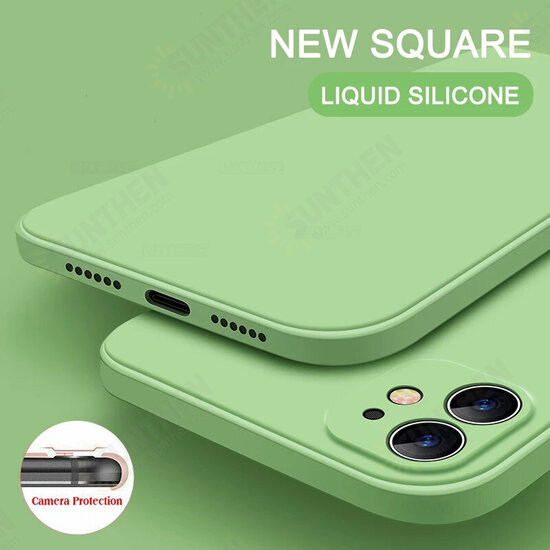 For iPhone 12 Mini Case Smooth Shockproof with Lens Protector Soft Liquid Silicone Rubber Back Cover Protective Case