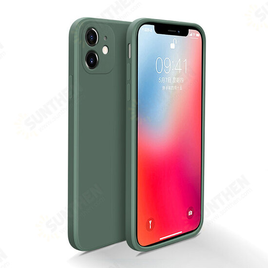For iPhone 12 Mini Case Smooth Shockproof with Lens Protector Soft Liquid Silicone Rubber Back Cover Protective Case