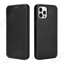For iPhone 12 Pro / 12 / 12 Mini / 12 Pro Max Case Carbon Fiber Pattern Flip with Card Slot Stand PU Leather Shockproof Full Body Protective Case