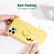 For iPhone 12 Pro / 12 Case Candy Color with Ring Holder Shockproof Soft Liquid Silicone Protective Case Back Cover