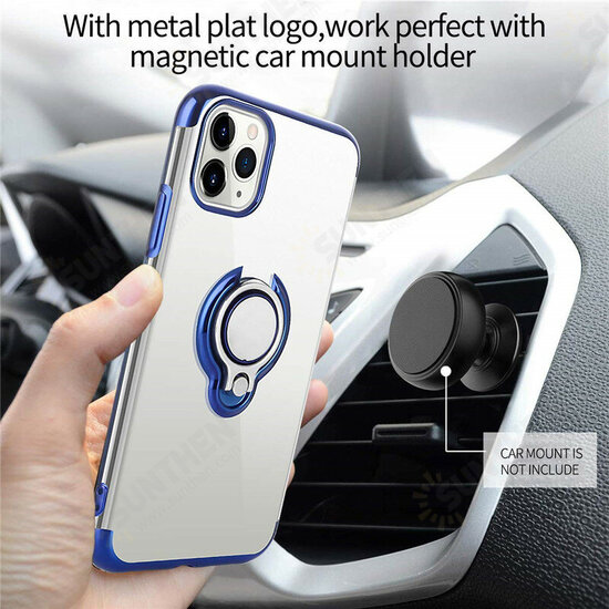 For iPhone 12 Pro / 12 Case Plating Transparent with Ring Holder Shockproof Soft TPU Protective Case Back Cover For iPhone 12 Pro / 12 Case Plating Transparent with Ring Holder Shockproof Soft TPU Protective Case Back Cover