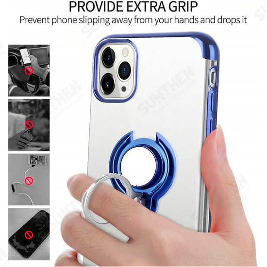 For iPhone 12 Pro / 12 Case Plating Transparent with Ring Holder Shockproof Soft TPU Protective Case Back Cover For iPhone 12 Pro / 12 Case Plating Transparent with Ring Holder Shockproof Soft TPU Protective Case Back Cover