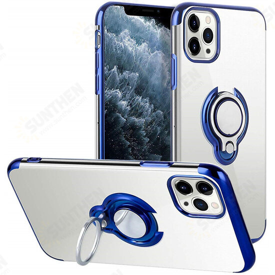 For iPhone 12 Pro / 12 Case Plating Transparent with Ring Holder Shockproof Soft TPU Protective Case Back Cover For iPhone 12 Pro / 12 Case Plating Transparent with Ring Holder Shockproof Soft TPU Protective Case Back Cover