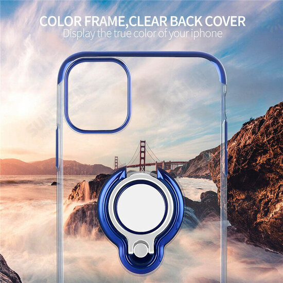 For iPhone 12 Pro / 12 Case Plating Transparent with Ring Holder Shockproof Soft TPU Protective Case Back Cover For iPhone 12 Pro / 12 Case Plating Transparent with Ring Holder Shockproof Soft TPU Protective Case Back Cover