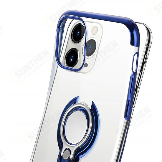For iPhone 12 Pro / 12 Case Plating Transparent with Ring Holder Shockproof Soft TPU Protective Case Back Cover For iPhone 12 Pro / 12 Case Plating Transparent with Ring Holder Shockproof Soft TPU Protective Case Back Cover