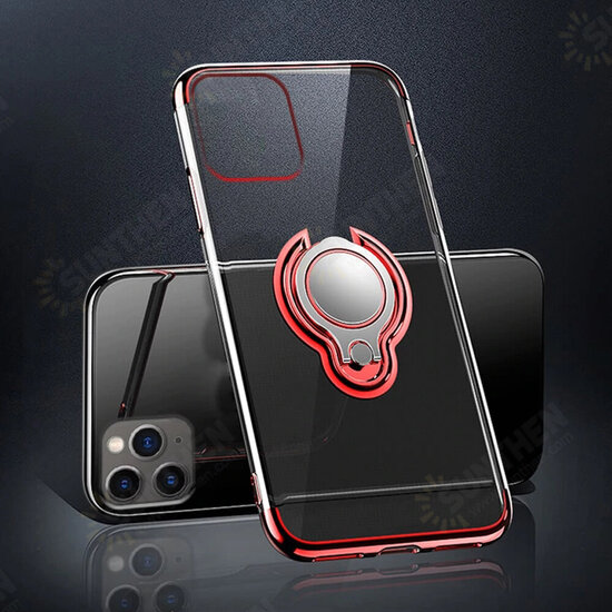 For iPhone 12 Pro / 12 Case Plating Transparent with Ring Holder Shockproof Soft TPU Protective Case Back Cover For iPhone 12 Pro / 12 Case Plating Transparent with Ring Holder Shockproof Soft TPU Protective Case Back Cover