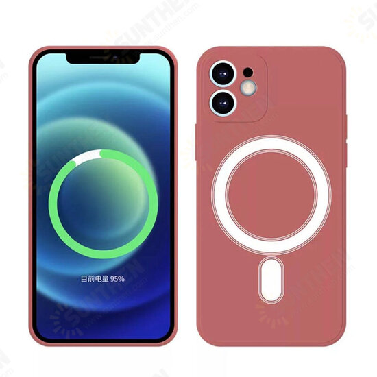 For iPhone 12 Pro 6.1inch Liquid Silicone Case Magnetic Anti-Fingerprint Shockproof Support Wireless Charging Protective Back Cover