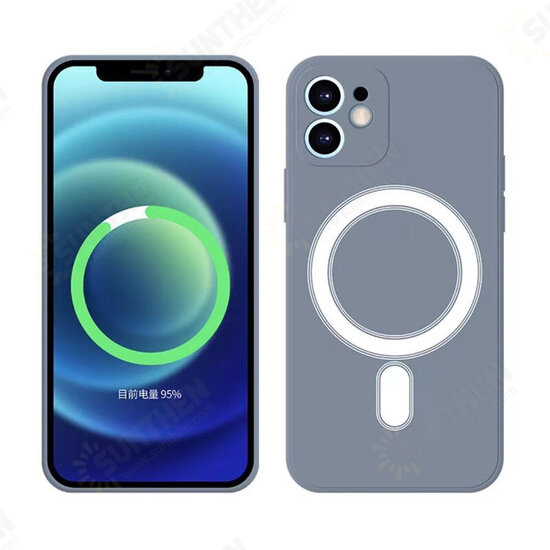 For iPhone 12 Pro 6.1inch Liquid Silicone Case Magnetic Anti-Fingerprint Shockproof Support Wireless Charging Protective Back Cover