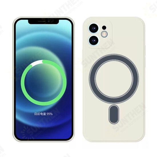 For iPhone 12 Pro 6.1inch Liquid Silicone Case Magnetic Anti-Fingerprint Shockproof Support Wireless Charging Protective Back Cover