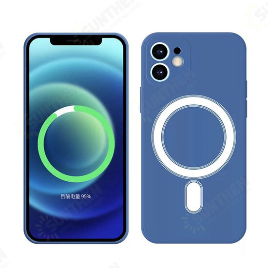 For iPhone 12 Pro 6.1inch Liquid Silicone Case Magnetic Anti-Fingerprint Shockproof Support Wireless Charging Protective Back Cover