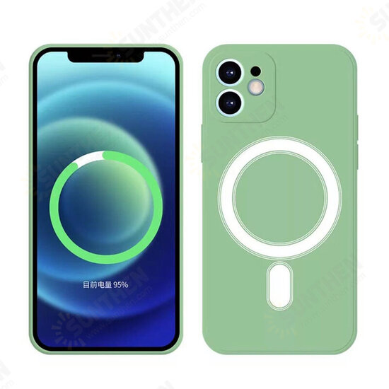 For iPhone 12 Pro 6.1inch Liquid Silicone Case Magnetic Anti-Fingerprint Shockproof Support Wireless Charging Protective Back Cover