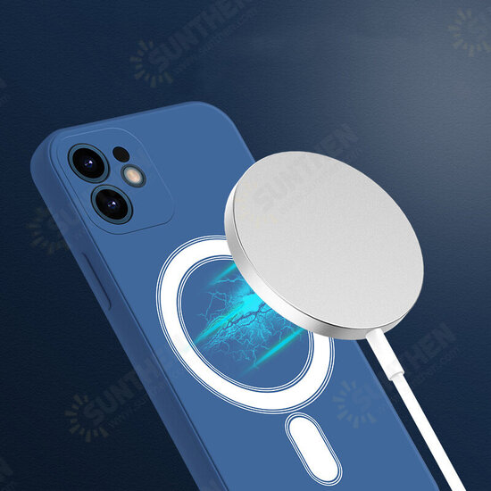 For iPhone 12 Pro 6.1inch Liquid Silicone Case Magnetic Anti-Fingerprint Shockproof Support Wireless Charging Protective Back Cover