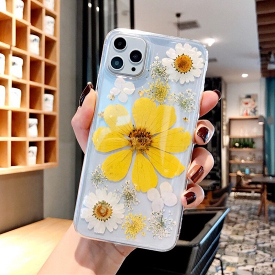 For iPhone 12 Pro Max / 12 / 12 Pro / 12 Mini Case Ins Style Dried Flower Pattern Transparent Non-Yellow TPU Protective Case