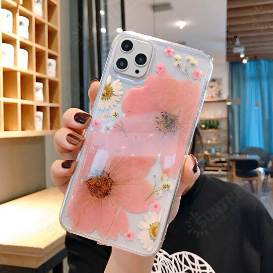 For iPhone 12 Pro Max / 12 / 12 Pro / 12 Mini Case Ins Style Dried Flower Pattern Transparent Non-Yellow TPU Protective Case