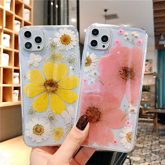 For iPhone 12 Pro Max / 12 / 12 Pro / 12 Mini Case Ins Style Dried Flower Pattern Transparent Non-Yellow TPU Protective Case