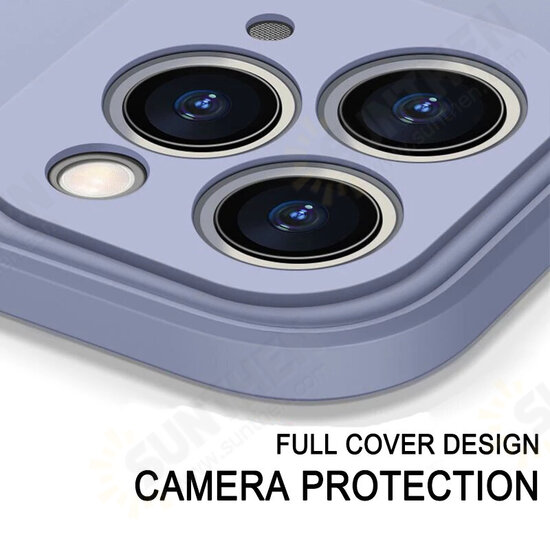 For iPhone 12 Pro Max Case Smooth Shockproof with Lens Protector Soft Liquid Silicone Rubber Back Cover Protective Case