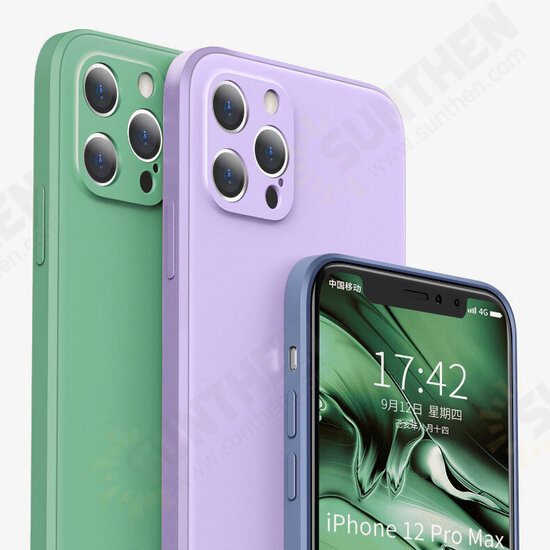 For iPhone 12 Pro Max Case Smooth Shockproof with Lens Protector Soft Liquid Silicone Rubber Back Cover Protective Case