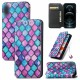 For iPhone 13 Mini/ 13 Pro Max Case Colorful Printing Pattern Magnetic Flip with Multi-Card Slot Wallet Stand Full Cover Protective Cover