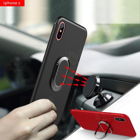 360° Adjustable Metal Ring Kickstand Magnetic Adsorption TPU Case for iPhone X