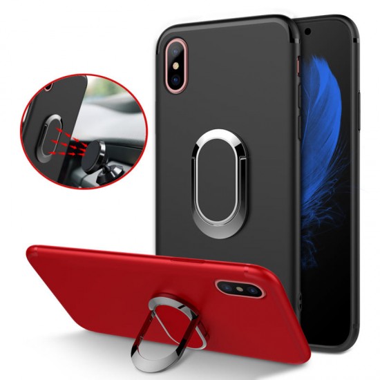 360° Adjustable Metal Ring Kickstand Magnetic Adsorption TPU Case for iPhone X