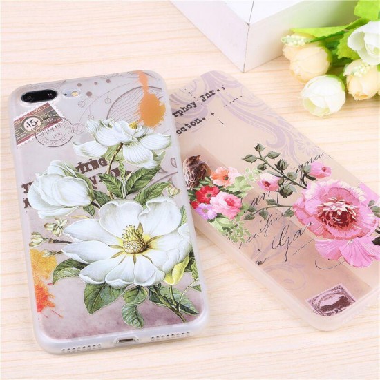 3D Relief Printing Fresh Flower Silicone Soft TPU Case for iPhone 7Plus 5.5 Inch