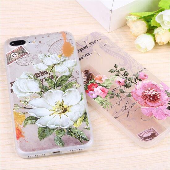 3D Relief Printing Fresh Flower Silicone Soft TPU Case for iPhone 7Plus 5.5 Inch