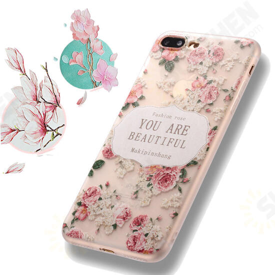 3D Relief Printing Fresh Flower Silicone Soft TPU Case for iPhone 7Plus 5.5 Inch