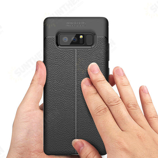 Anti Fingerprint Soft TPU Litchi Leather Case Cover for Samsung Galaxy Note 8/S8/S8 Plus